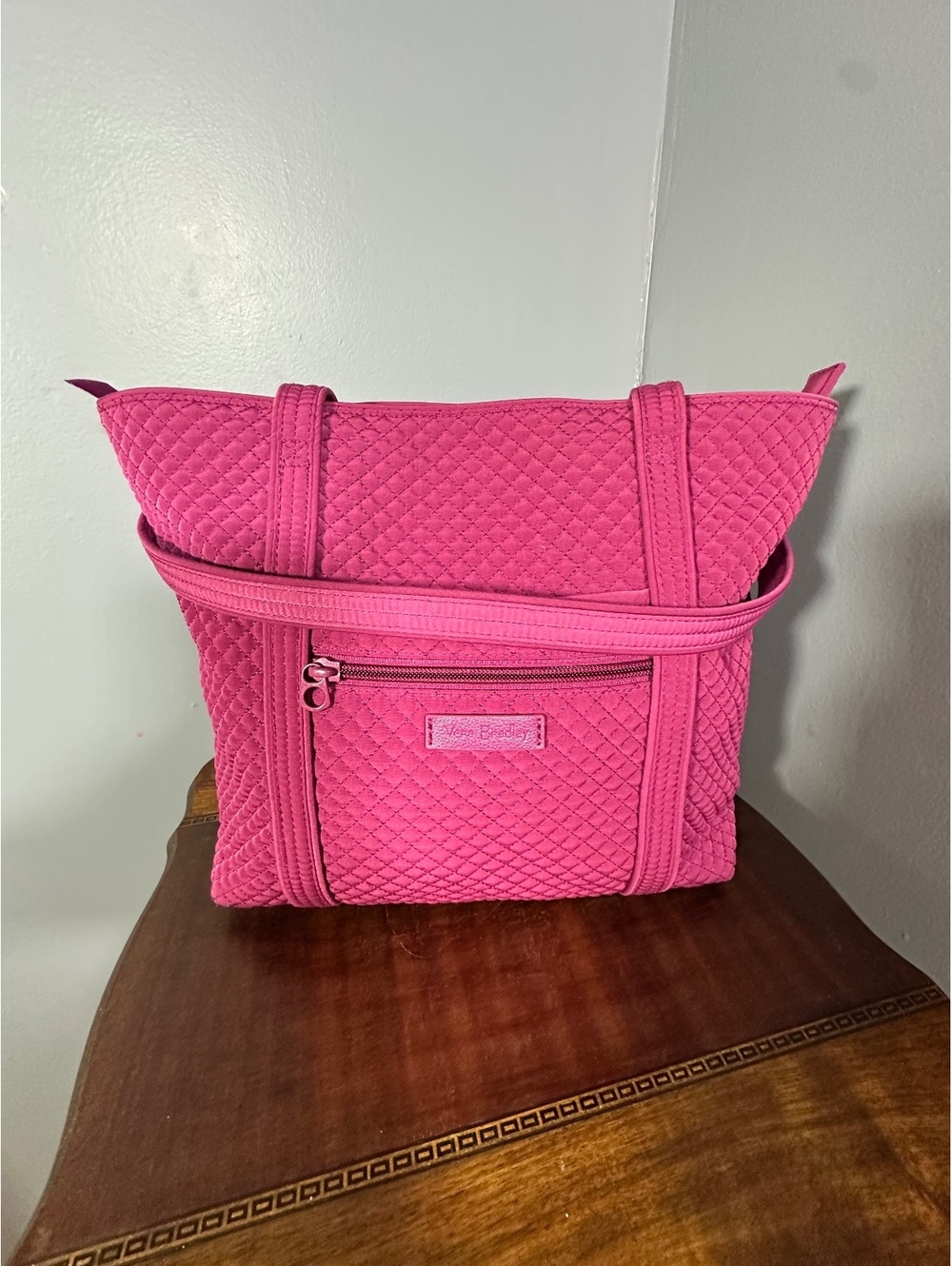 Vera Bradley Iconic Small Vera Tote Bag Canterbury Magenta Pink Quilted Cotton
